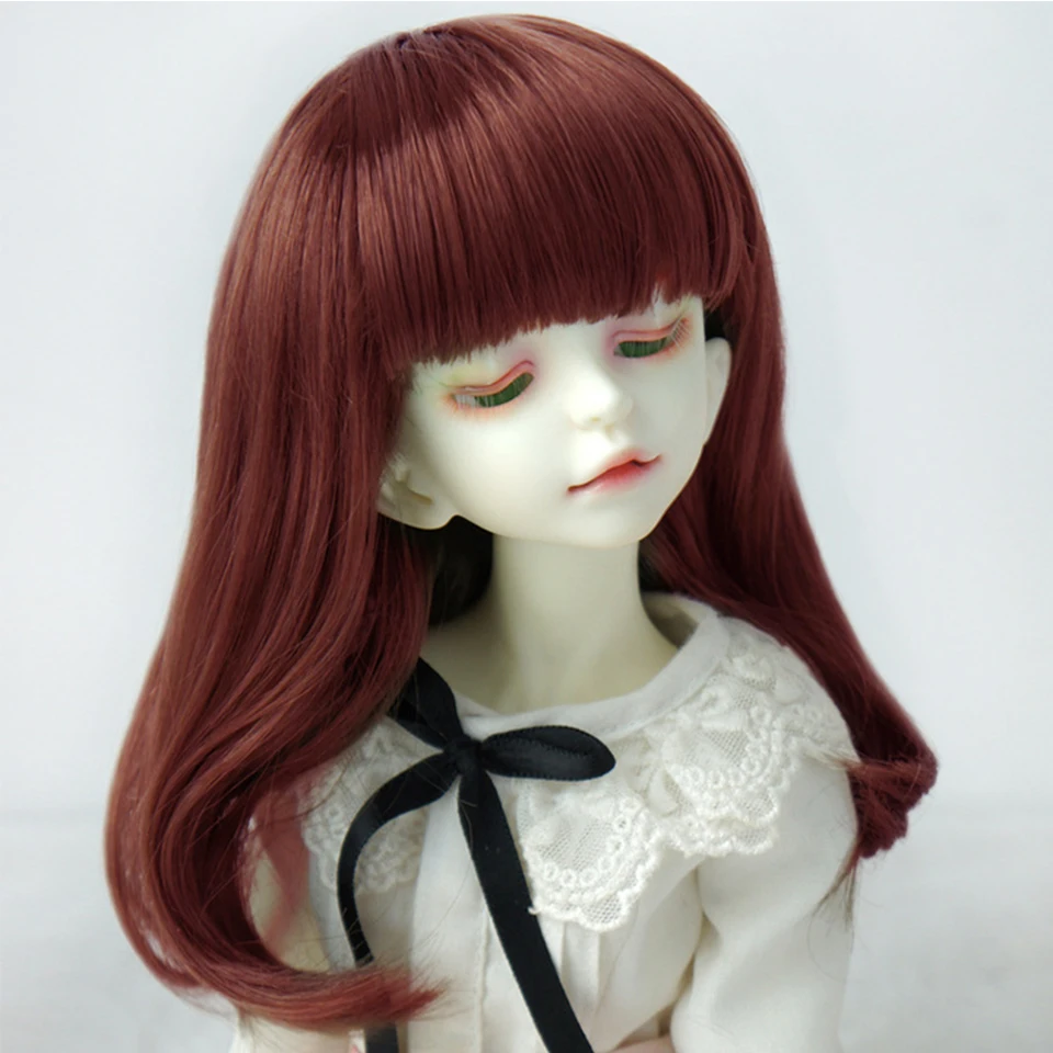 

Bjd Sd Doll Multi-color High Temperature Resistant Ribbon Bangs Curly Tail Long Wig