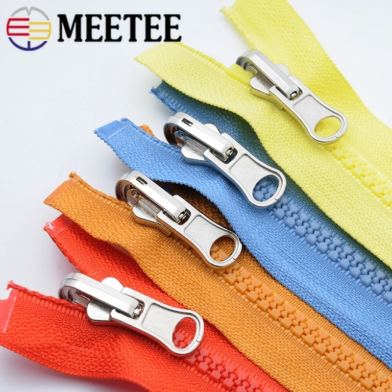 

Meetee 2/5pcs 70cm 5# Resin Zipper Metal Rotary Slider Open-End Zippers for Down Jacket Double Side Zip DIY Garment Sew Zips