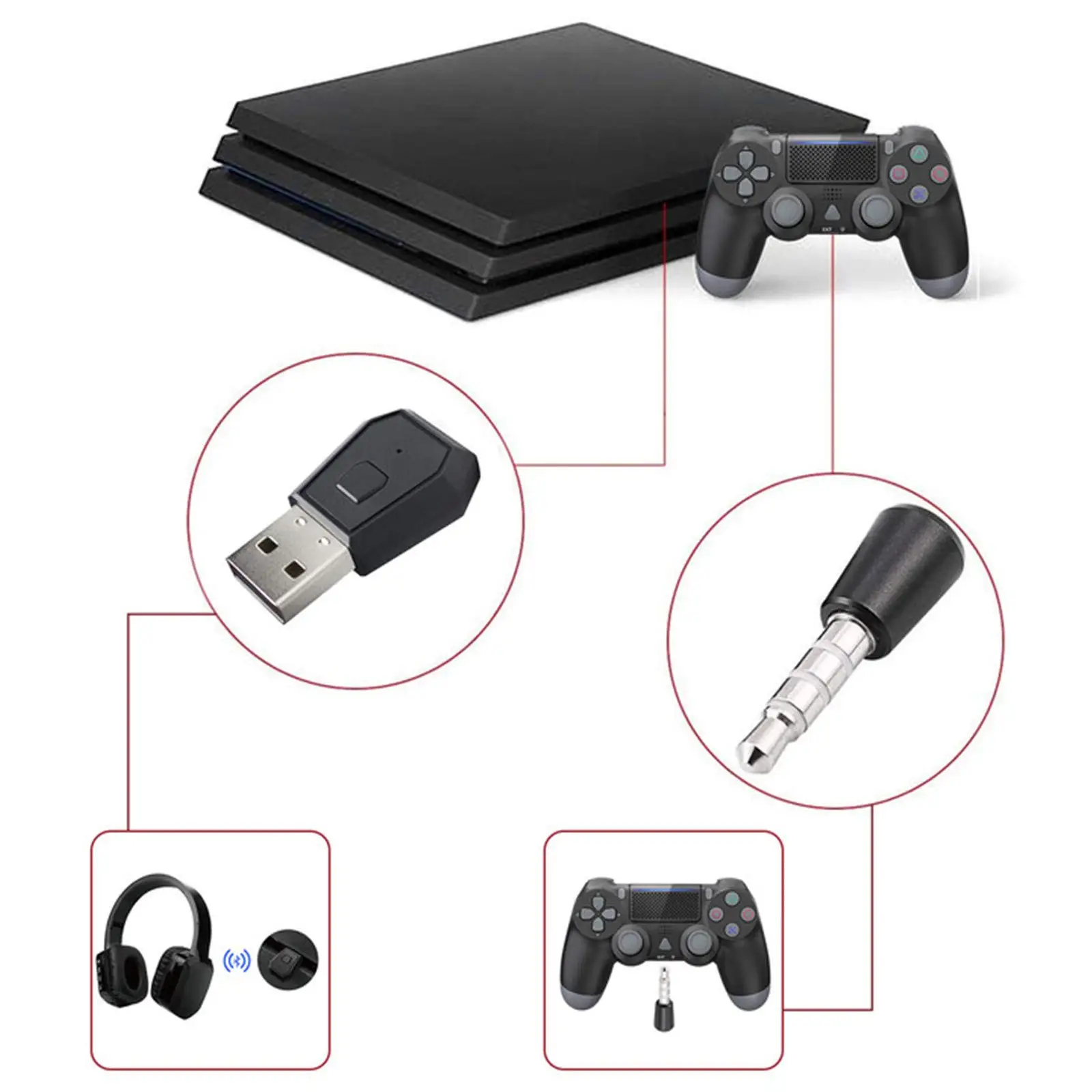 Беспроводной Bluetooth-адаптер для PS4 мини-адаптер гарнитуры PS5 с USB 4 0 передатчики