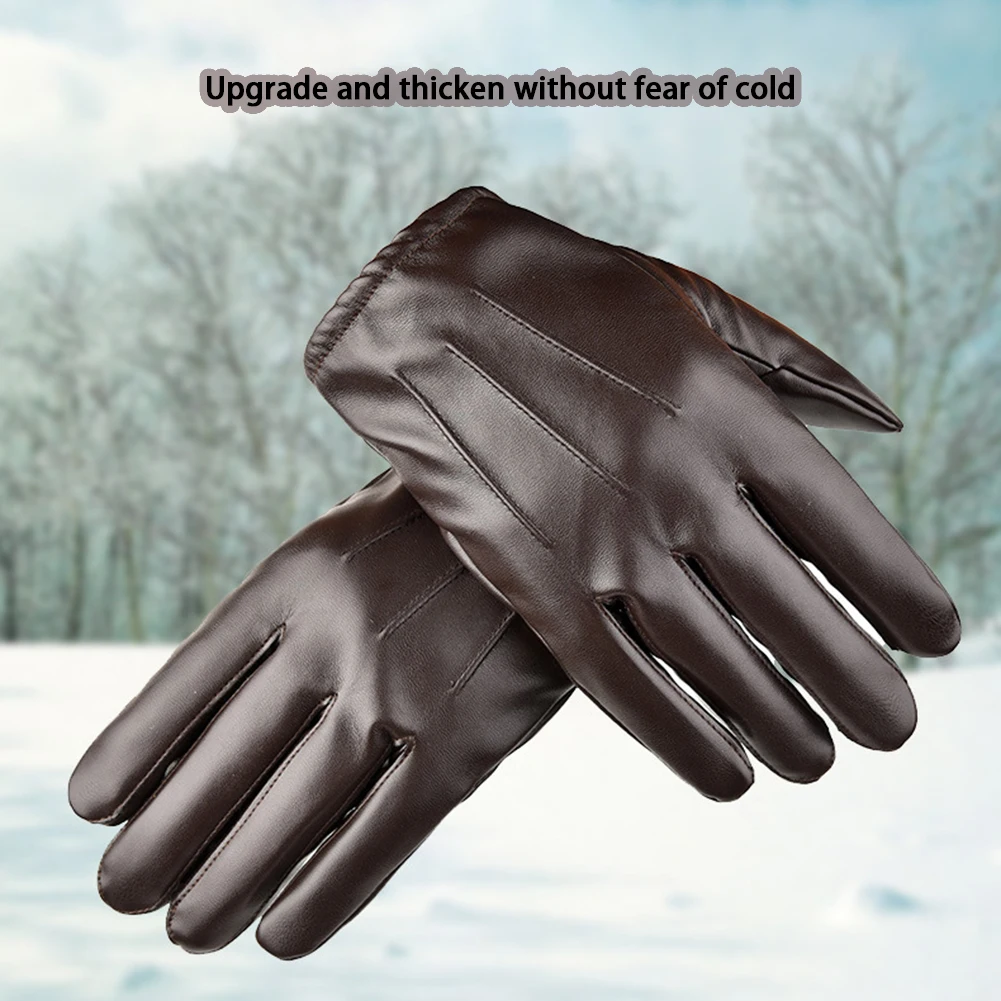 

1 пара, зимние теплые перчатки для сенсорного экрана из искусственной кожи