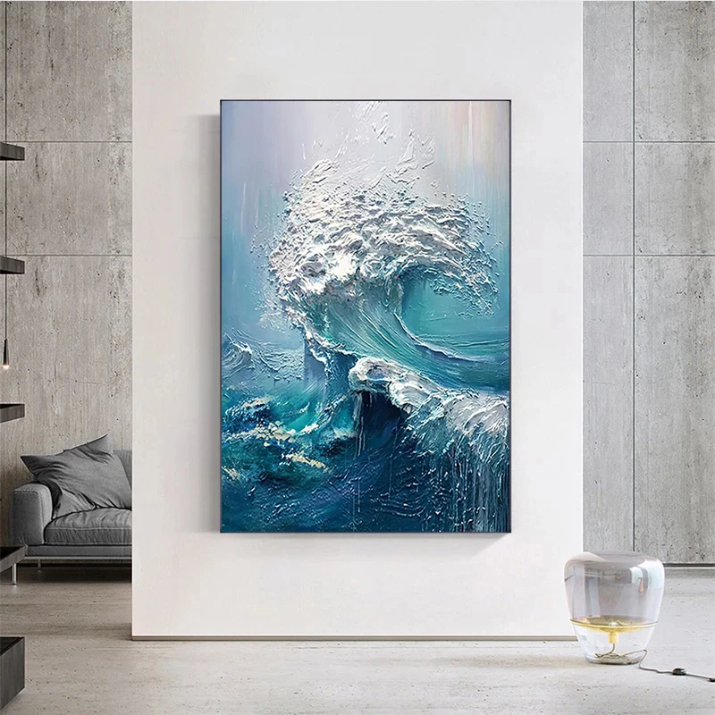 Современная абстрактная фотография голубого океана фотокартина опускающаяся от