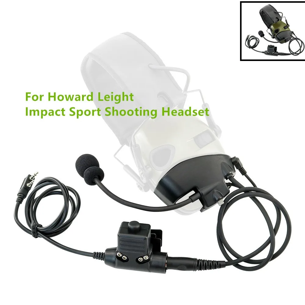 Sport Shooting Earmuff Adapter Microphone Kit + U94 Kenwood PTT for Howard Leight Impact Sport Tactical Airsoft Shooting Headset