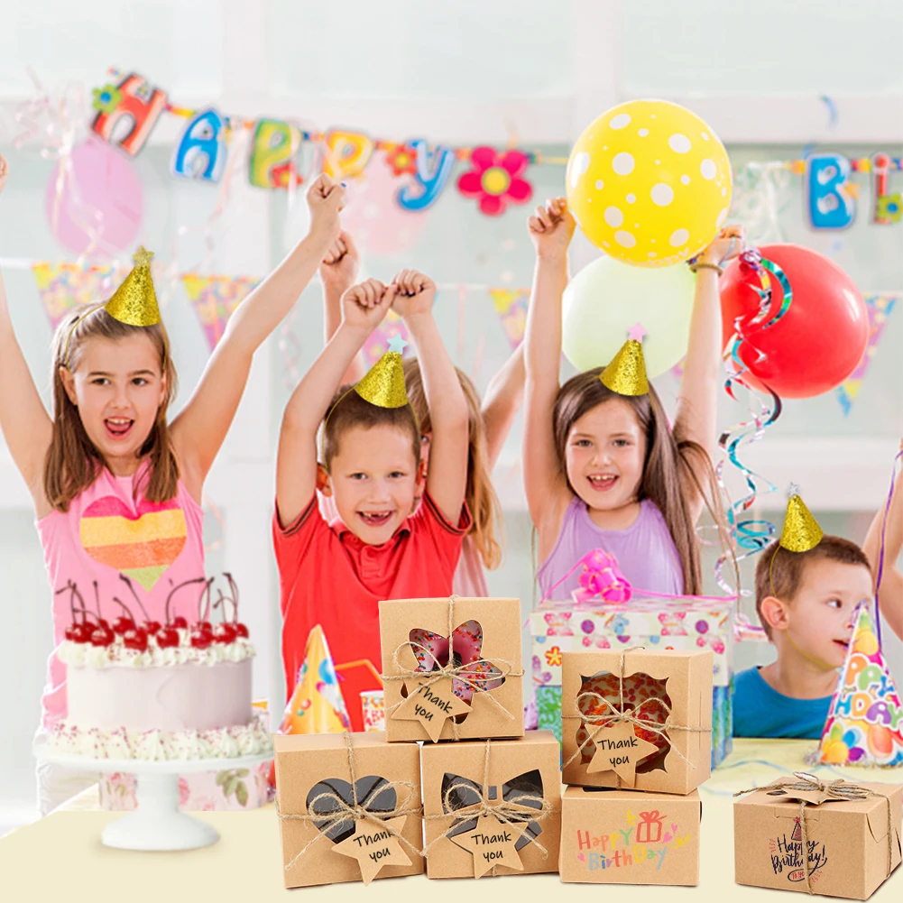 

OurWarm Baby Shower Mistery Candy Box To Pack Cake Kraft Paper Bags Party Favors Gift For Kids Birthday Wedding Christmas Party