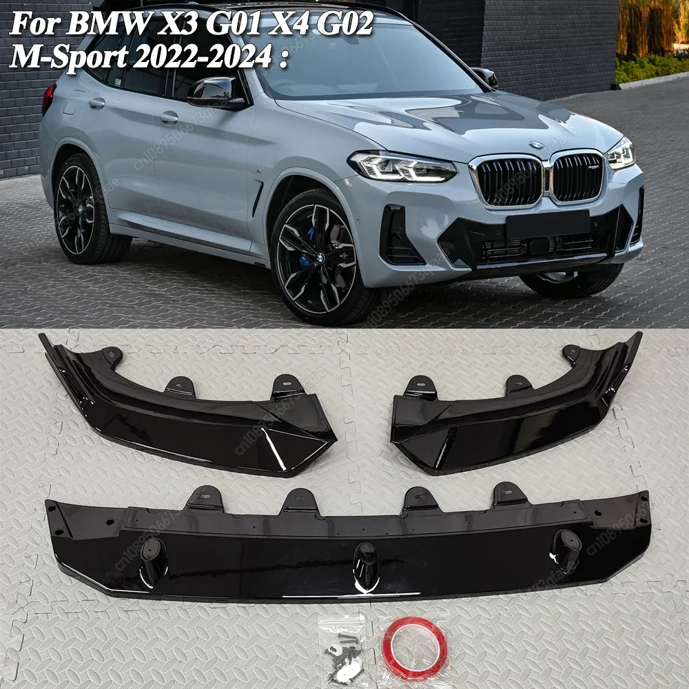 

MP Стиль для BMW X3 G01 X4 G02 M-Sport 2017-2024 Автомобильный передний бампер, разделитель губ, диффузор, спойлер, обвесы, тюнинг, ABS, глянцевый черный