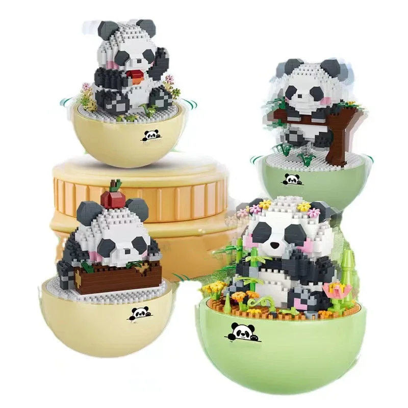 

Забавная панда стакан микро строительные блоки кавайные панды Животные Мини-Кирпичи игрушки для украшения дома для взрослых детей Подарки