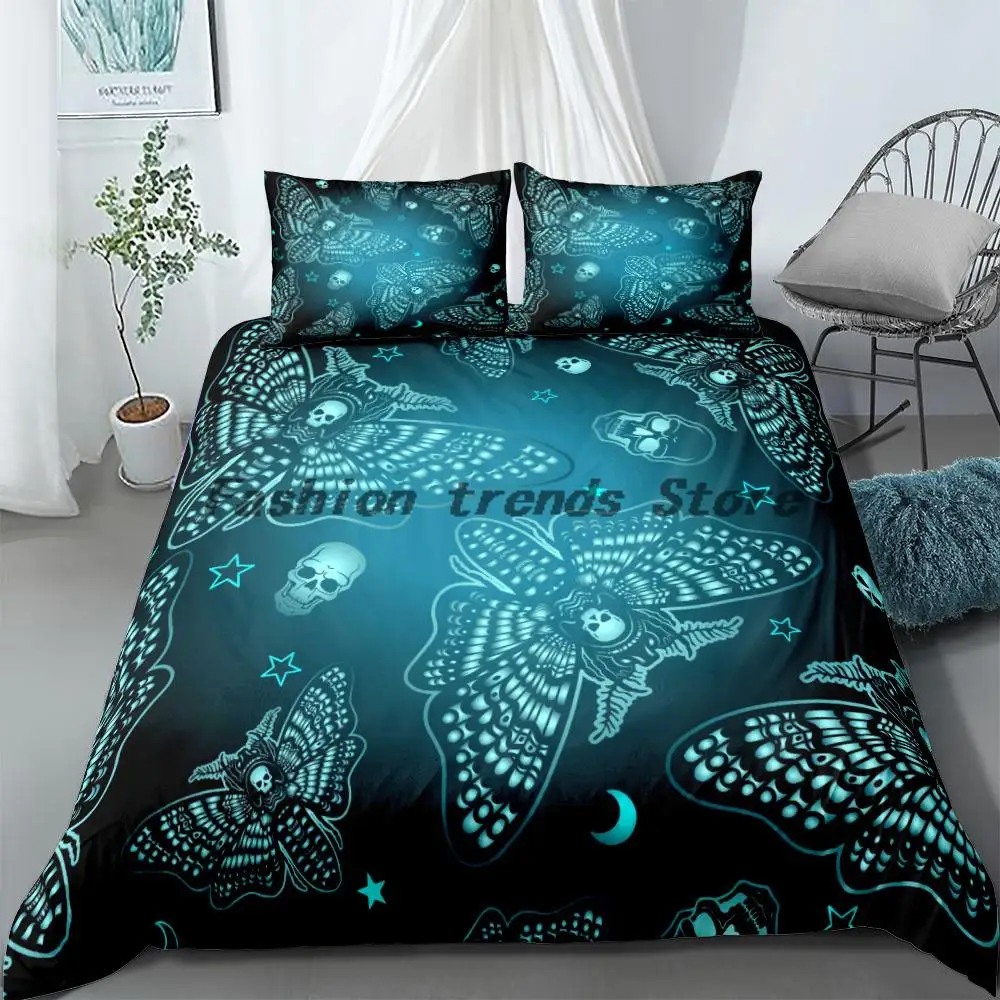 

Bohemian Death Moth Skull Pattern Bedding Set King Queen Double Full Twin Single Size Bed Linen Set