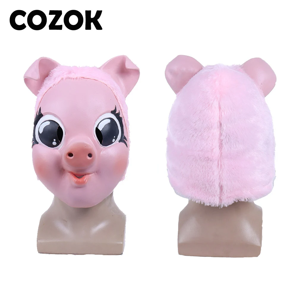 

COZOK Anime Killing Eve Season 2 Jodie Comer Villanelle Pink Pig Head Mask Halloween Cosplay Props Latex Helmet