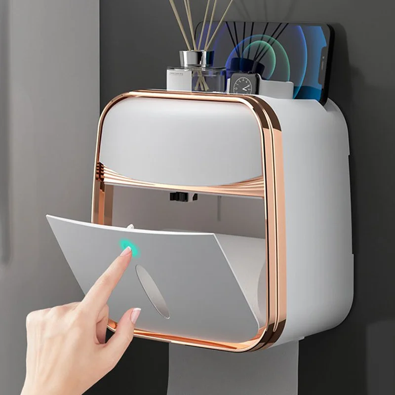 

Toilet Tissue Box Toilet Paper Holder Tissue Box Bathroom Wall Shelf Hanger Rack Organizer With Storage Roll Dispenser