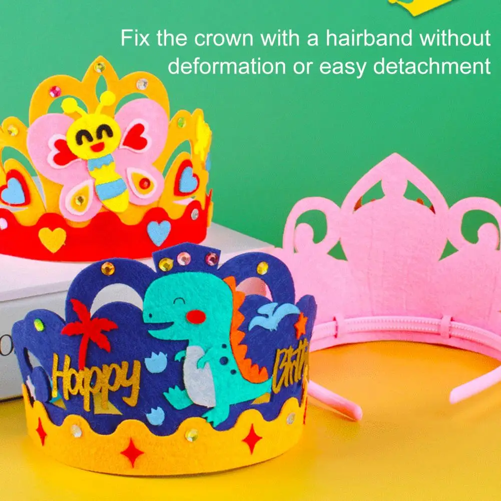 

Strap Super Glue Fun Diy Birthday Crown Kits for Kids Non-woven Headwear Party Decorations Bulk Supplies for Classroom