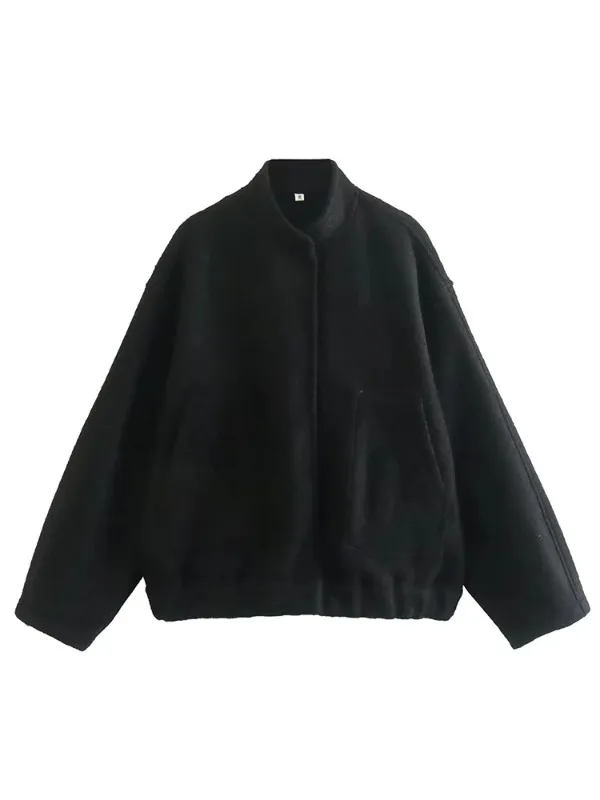 

Fashion Bomber Jackets Women Spring 2023 Solid Long Sleeve Jackets Stand Collar Women Coats With Pockets Female Cool Streetwear