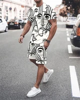 2022 summer european and american style mens handsome t shirt suit men and women casual two piece 3d digital printing