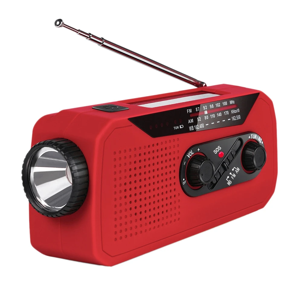 

Multifunctional Radio Hand Crank Solar USB Charging Weather Radio Emergency LED Flashlight Power Bank A