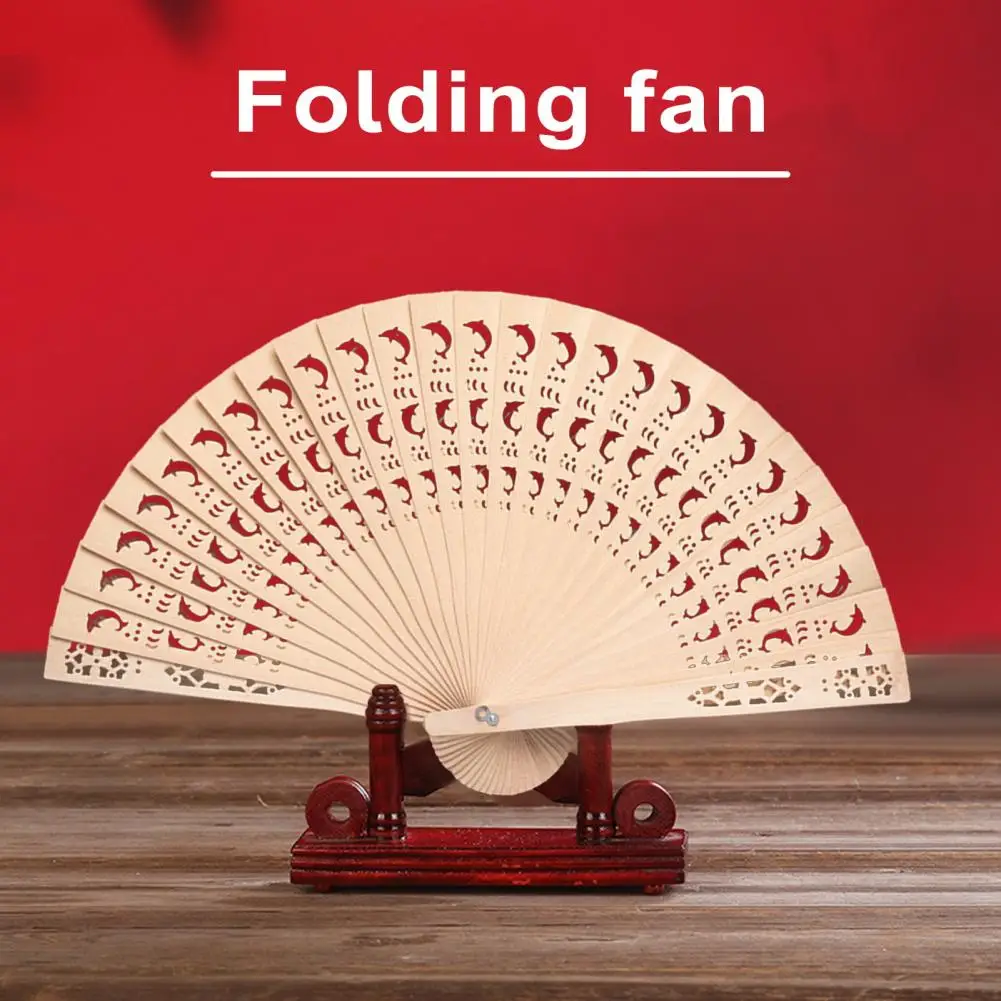

Sandalwood Folding Fan Wooden Hand Fan Chinese Style Sandalwood Folding Fan Elegant Catwalks Dance Performance Prop for Summer