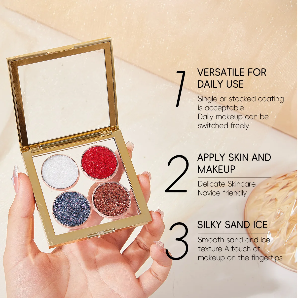 MAFFICK четырёхцветные перламутровые тени для век