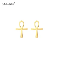 collare ankh earrings for women egyptian cross gold color stainless steel key of the nile earrings fashion egypt jewelry e191