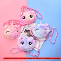 soft plush unicorn cartoon children coin purse cute animal zipper kid shoulder bag girl messenger bag mini handbag
