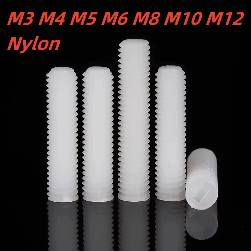 

M3 M4 M5 M6 M8 M10 M12 Нейлоновые винты без головки с одним словом Белый нейлон с пластиковой изоляцией без головки Винт без головки
