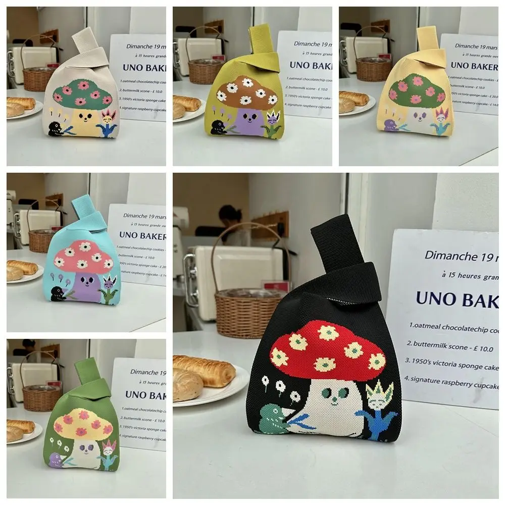 Портативная сумка на запястье с грибным узлом шерстяная сумка-ведро принтом