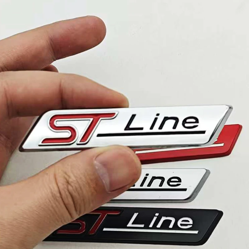 Фото 3D металлическая эмблема ST Line с логотипом в черном хроме и серебре для заднего багажника автомобиля, наклейка на боковое крыло для аксессуаров Ford Focus, Fiesta, Mondeo. №5