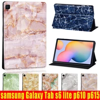 flip cover case for samsung galaxy tab s6 lite 10 4p610 p615 high quality marble pattern leather stand tablet case stylus