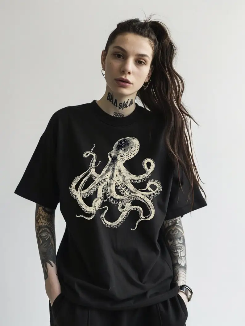 Футболка Kraken Octopus черная футболка унисекс в мягком стиле
