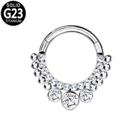g23 titanium nose ring ear piercing septum clicker cz paved front ear cartilage tragus helix earring hinged segment hoop jewelry
