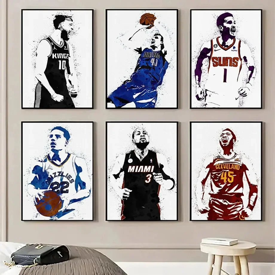Суперзвезда Баскетболист Настенное Искусство Холст Принт Современный