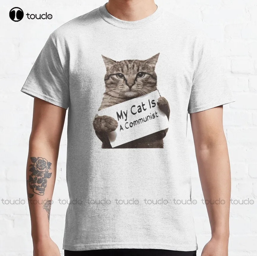 

My Cat Is A Communist Classic T-Shirt Patriotic Shirts For Men Outdoor Simple Vintag Casual T-Shirt Harajuku Streetwear Xs-5Xl