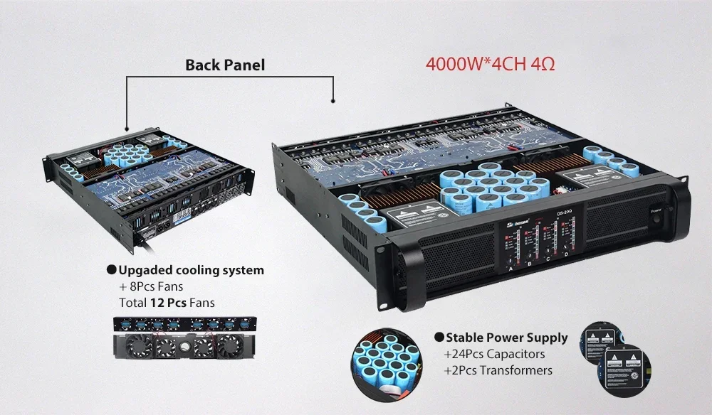 DS-20Q Sinbosen 4000 Вт звук 4-канальный профессиональный аудиоусилитель мощности