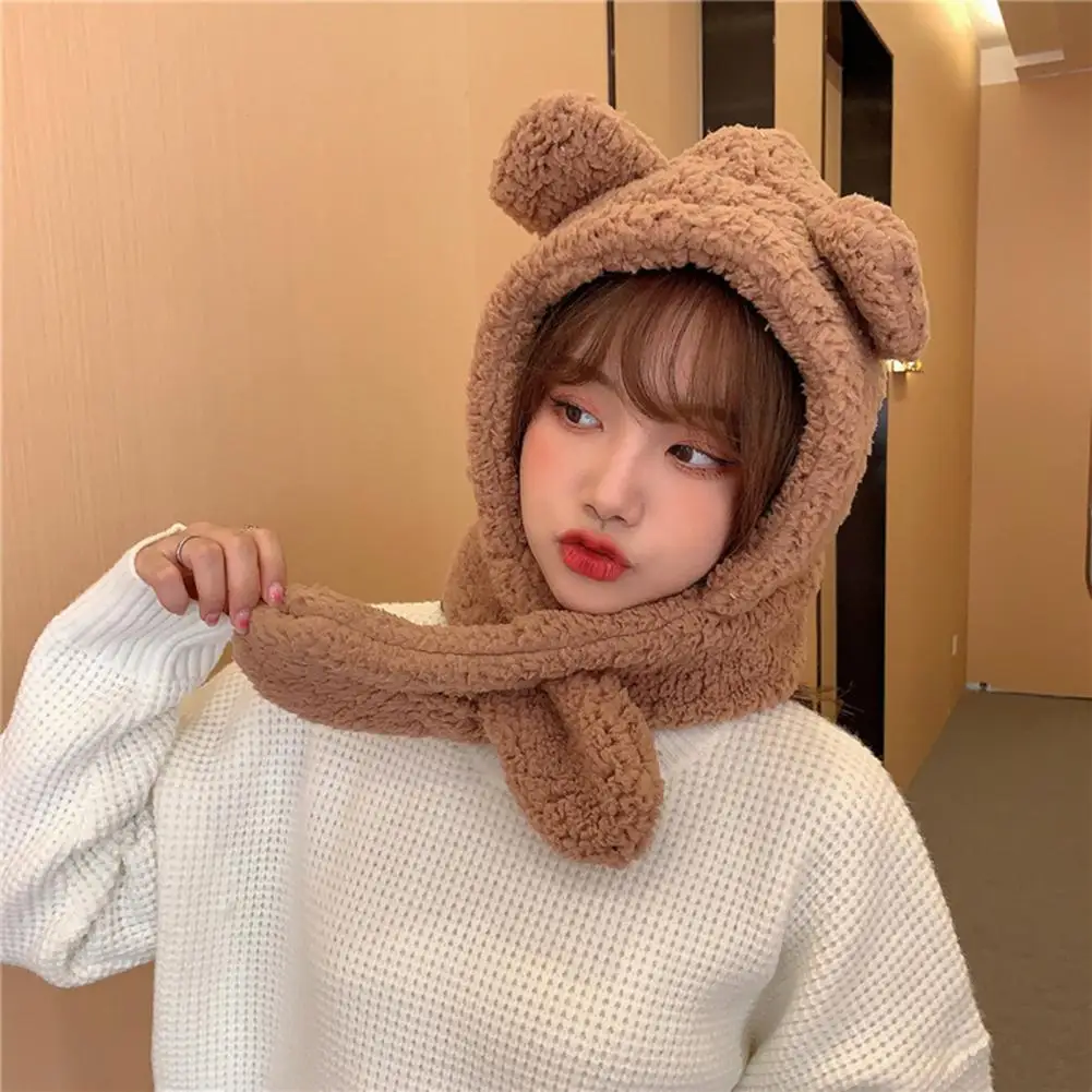

Popular Beanie Hat Super Soft Women Hat Solid Color Windproof No Brim Hat Scarf Keep Warm