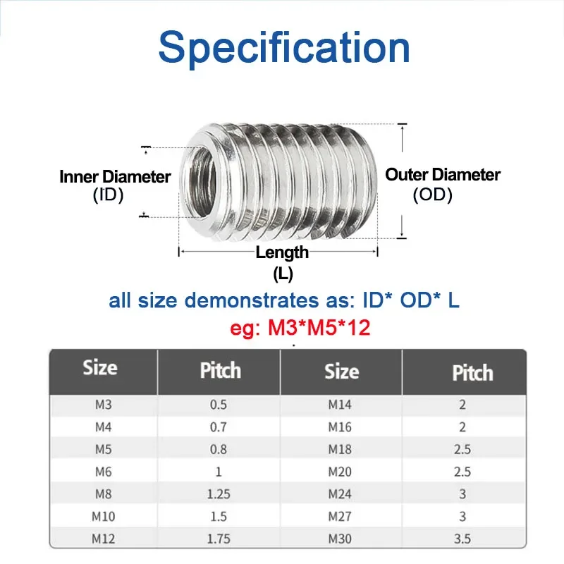 1/3/5 шт. M2 ~ M12 304 гайка из нержавеющей стали коннектор с внутренними и внешними