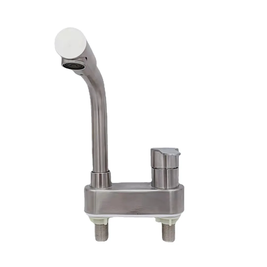 

Смеситель для умывальника из нержавеющей стали 304, дуплексный смеситель для умывальника холодной и горячей воды с одной ручкой и двойным отверстием, поворотная головка, смеситель для умывальника