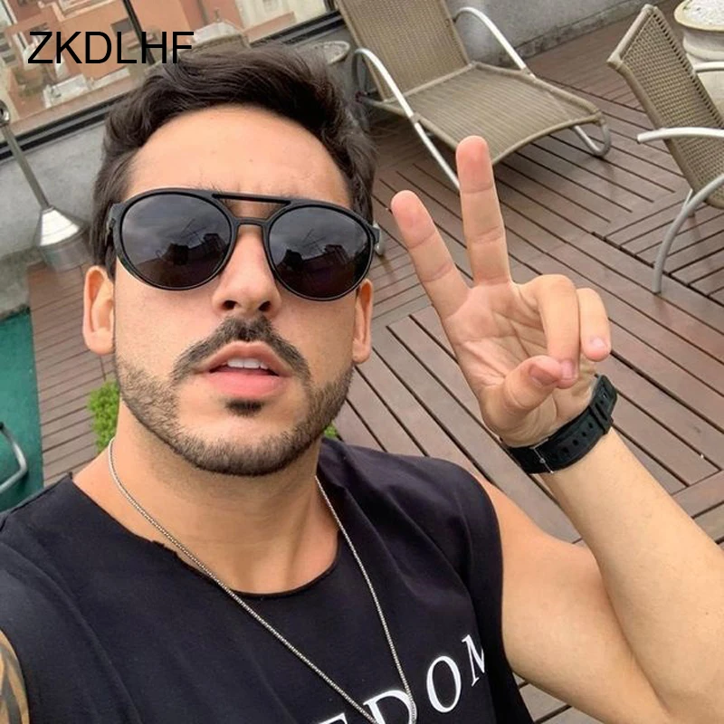 

Vintage Round Sunglasses Man Woman Brand Designer Retro Punk Sun Glasses Male Female Plastic Frame Ocean Mirror Oculos De Sol