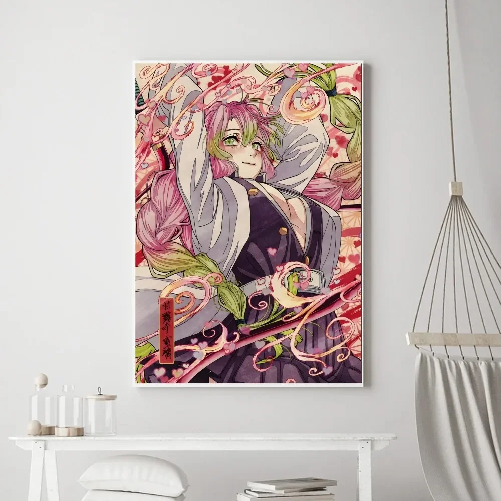 Постер D-Demon Slayer Kanroji Mitsuri винтажные принты Искусство Домашняя Живопись ванной