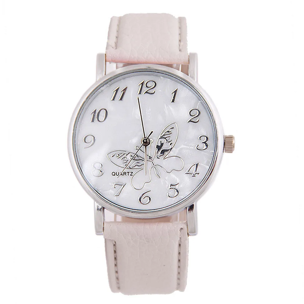

Роскошные рельефные женские часы Reloj hombre с бабочками, кожаный ремешок, круглые женские часы saatler Damenuhr