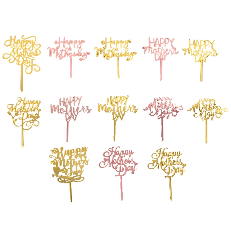 

1Pcs New Acrylic Happy Mother's Day Cake Topper Mum Birthday Gold Best Mom Cake Topper For Mother's Birthday Party Cake Decor