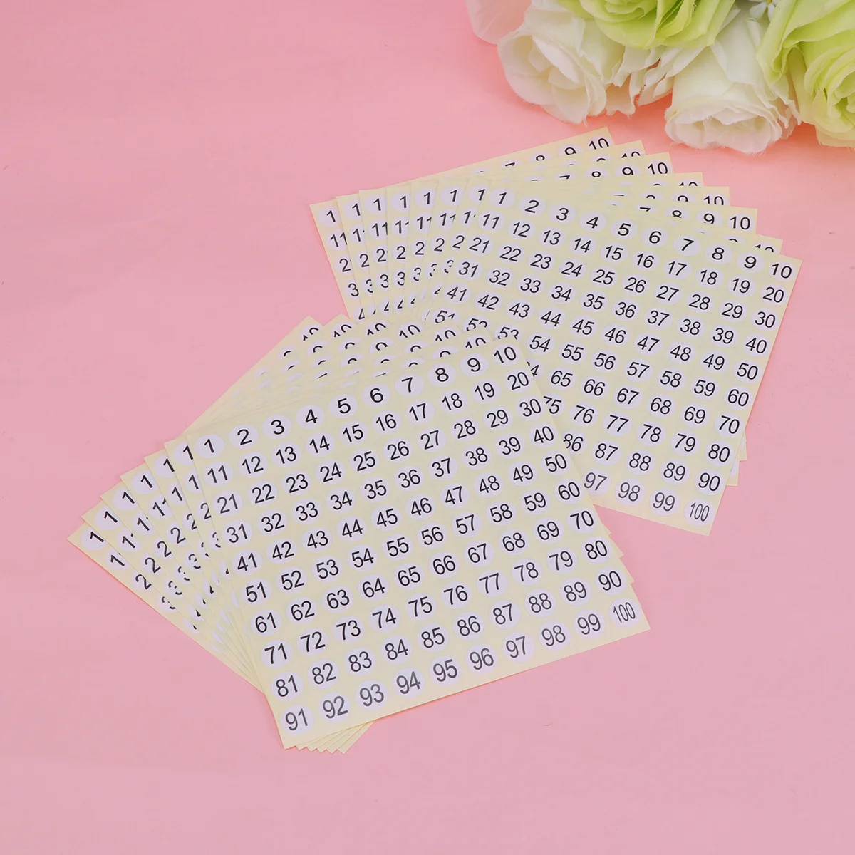 

20pcs Circle Labels Sticker Sheets 1 to 100 Round Sticky Labels School Office Company Sticker DIY Consecutive Labels