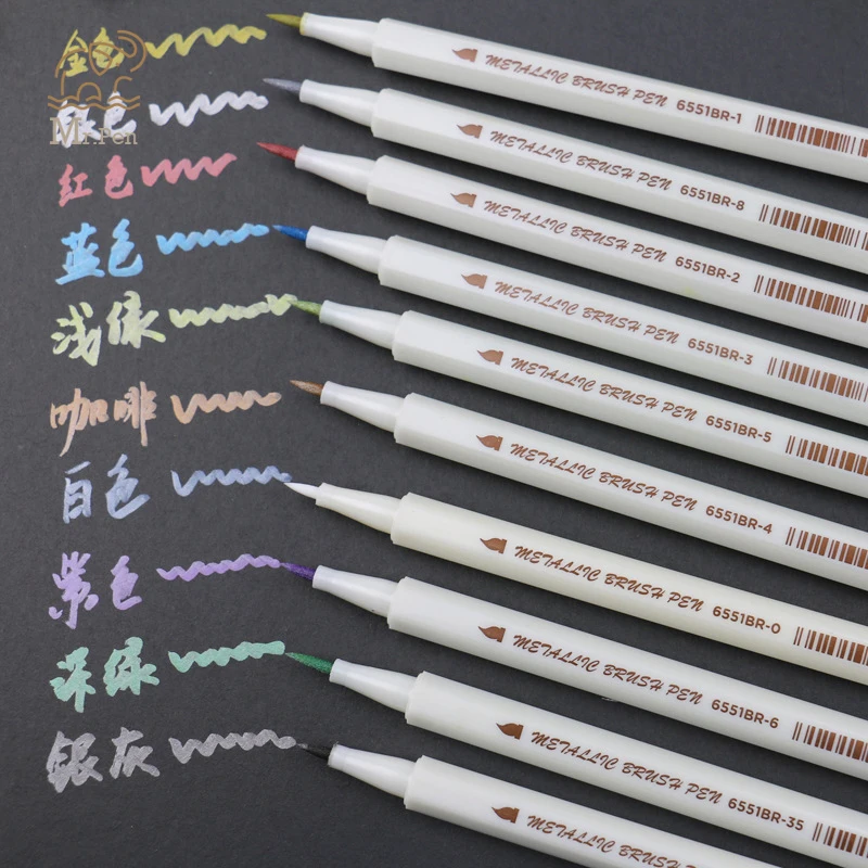 

10 Colors/box Kawaii Stationery Mild Liner Photo Album Decoration Metal Paint Pen Fluorescent Pen Highlighter Color Mark Pens