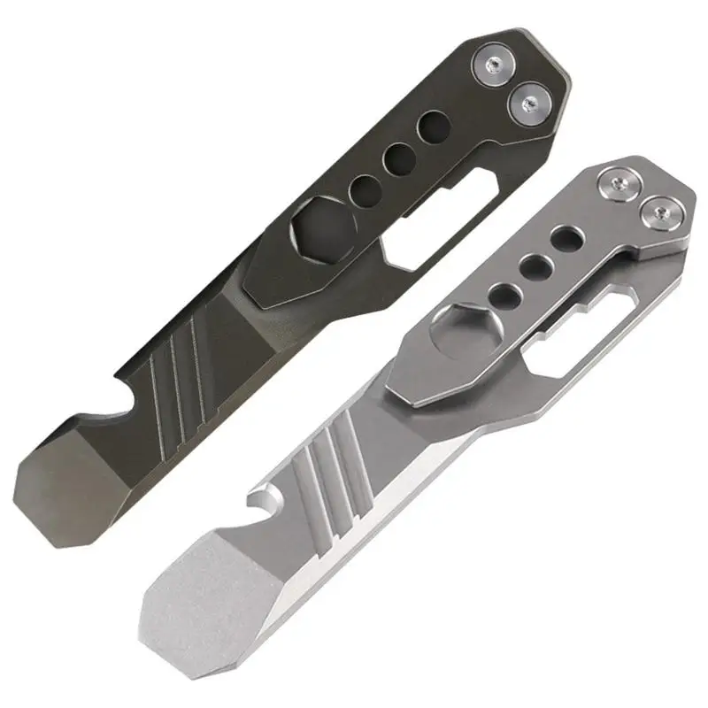 

E DC Pry Bar Tool Titanium Pocket Pry Bar Heavy Duty Bottle Opener Multi-Function Key Chain Tool Outdoor Camping Tool
