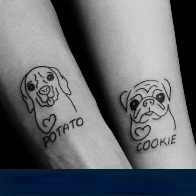 

Hip Hop Sketch Line Dog Juice Tattoo Stickers For Men Waterproof Temporary Tattoos Punk Fake Tattoo Tatoo Cute Tatto Festival