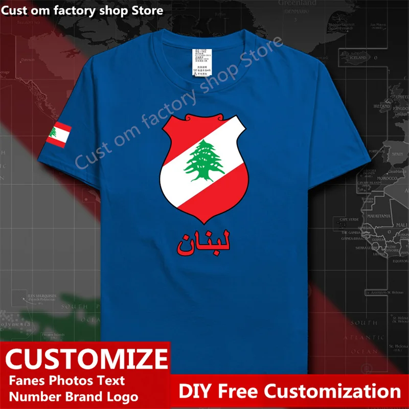 

Lebanese Republic Lebanon Cotton T shirt Custom Jersey Fans DIY Name Number LOGO Tshirt Fashion Hip Hop Loose Casual T-shirt