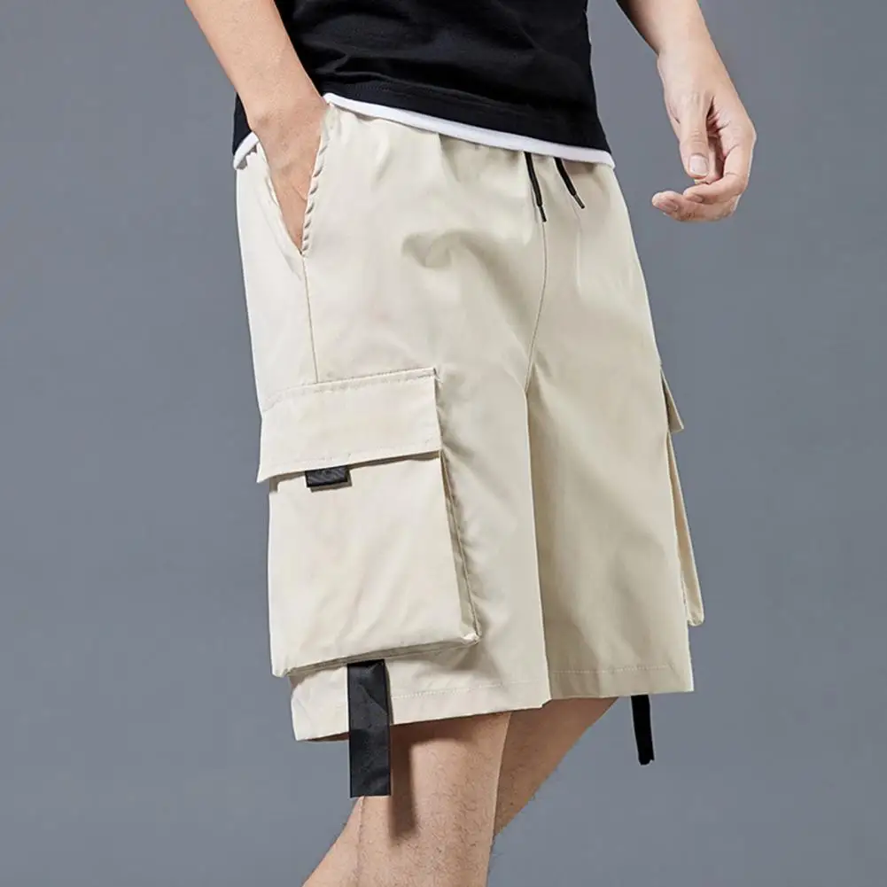 

Leisure Stylish Deep Crotch Elastic Waist Cargo Shorts Loose Type Men Shorts Cool Teenager Clothes