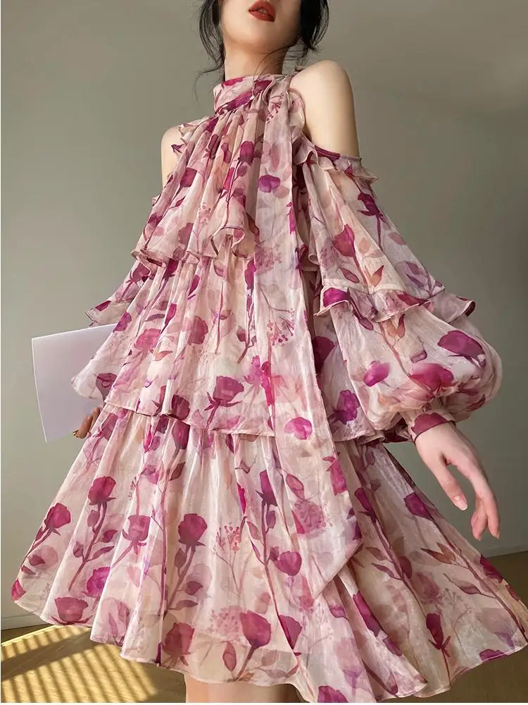 

Beach Style Floral Mini Dress Woman Boho 2023 Spring Long Sleeve Party Fairy Dress Female Fashion Casual Elegant Korean Dress