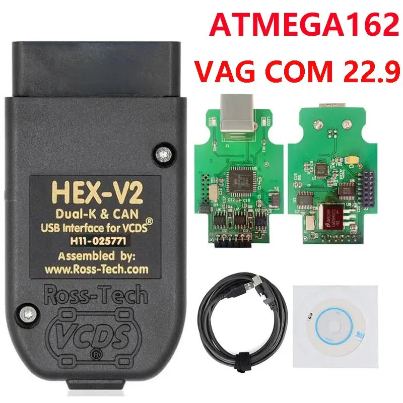 

2022 Newest Version VAGCOM 22.9 VCDS HEX CAN USB Interface FOR VW AUDI Skoda Seat VAG 22.3 Multi-Language ATMEGA162+16V8+FT232RQ