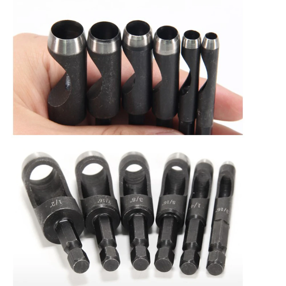 

Punching Tool Hollow Hole Punches 1/4\\'\\'(6.35mm) Hex 6pcs/set 71mm Black Carbon Steel For Plastic Rubber Punching