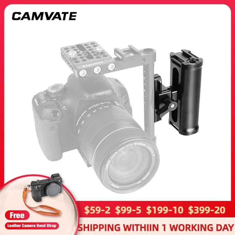 

CAMVATE Aluminum Either Side Handle Grip With Quick Release NATO Clamp Connection For DSLR Camera Cage Rig / Shoulder Mount Rig