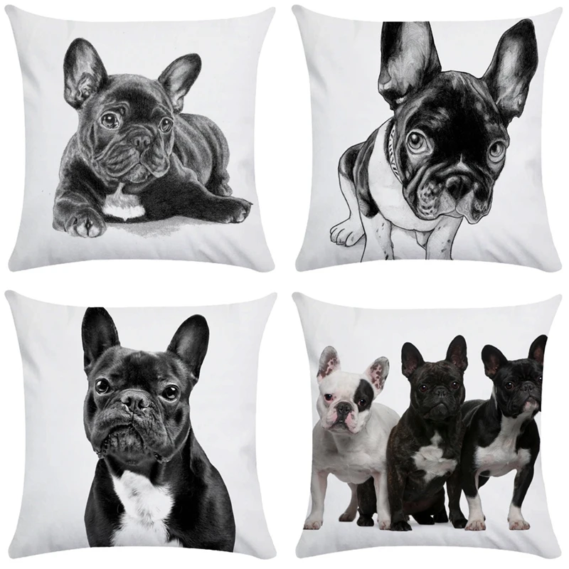 

Funny Animal Poster Pattern Decoration Cushions Cover Bulldog Dog Sofa Chair Square Throw Pillow Case 45X45CM