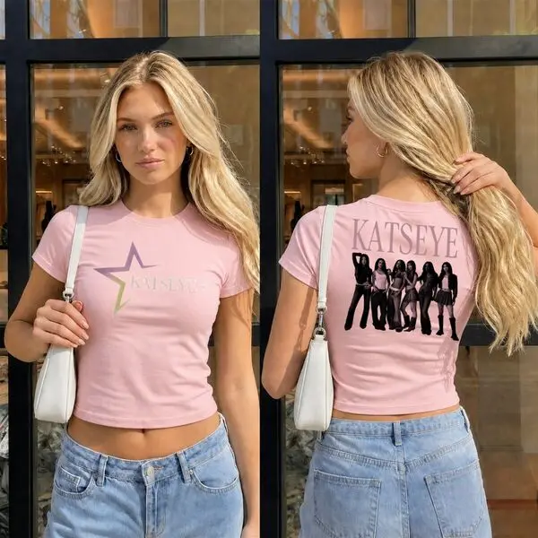 Фото Забавный укороченный топ с принтом группы Kpop Girl Group, женская винтажная футболка для концертов и уличной одежды, 100% хлопок, футболка для девушек. №4