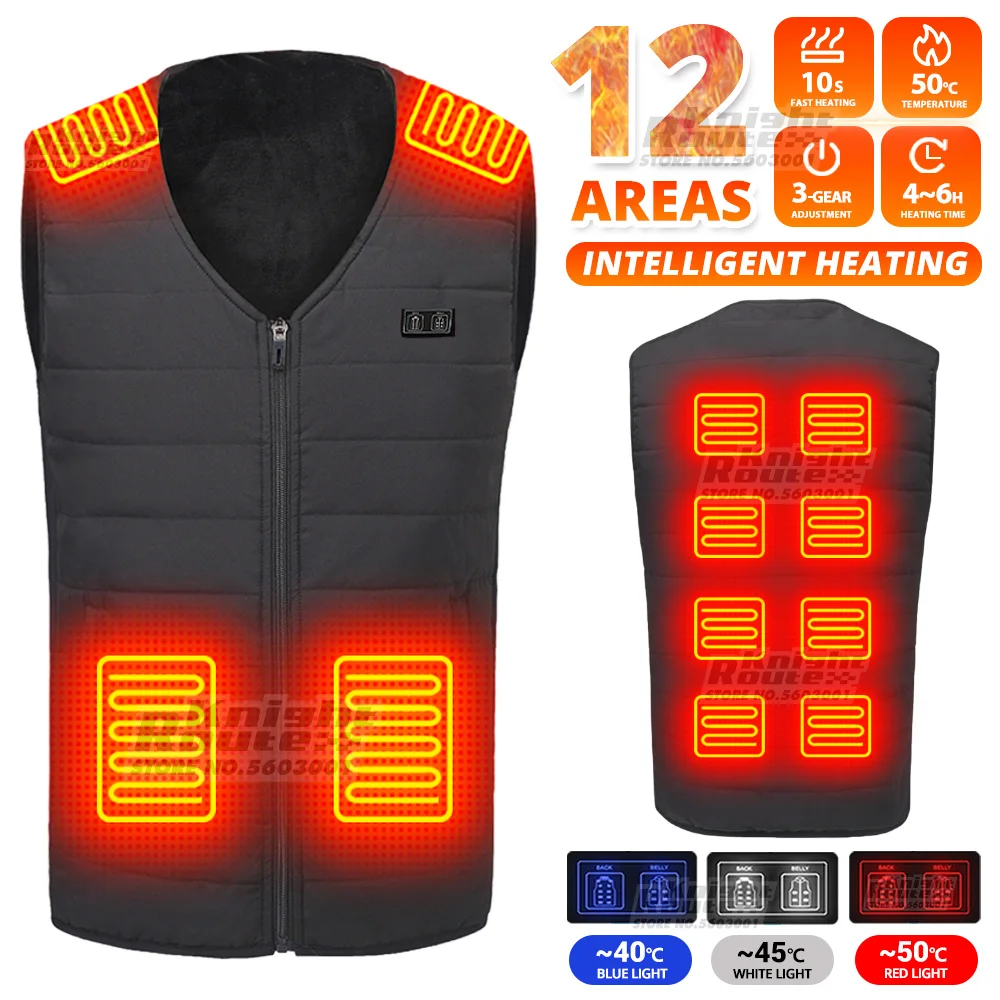 

12 Areas Heated Jacket for Men Women Coat Intelligent USB Electric Heating Thermal Warmer Clothes Winter Heated Vest Waistcoat