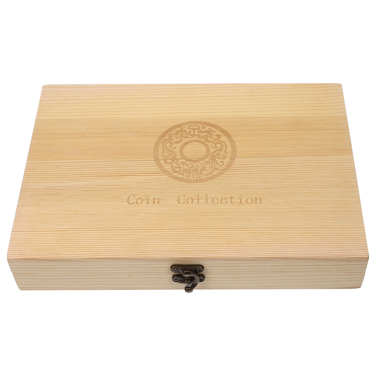 

1 Set Wooden Empty Case Commemorative Box Case Transparent Coin Collection Box